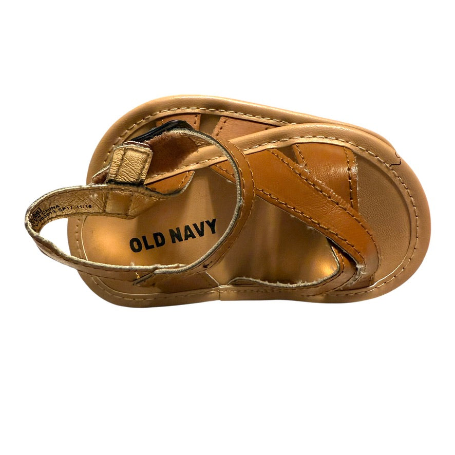 Old Navy Tan Strapped Buckled Sandals Size 6-12 mo. in Very Good Preowned Condition