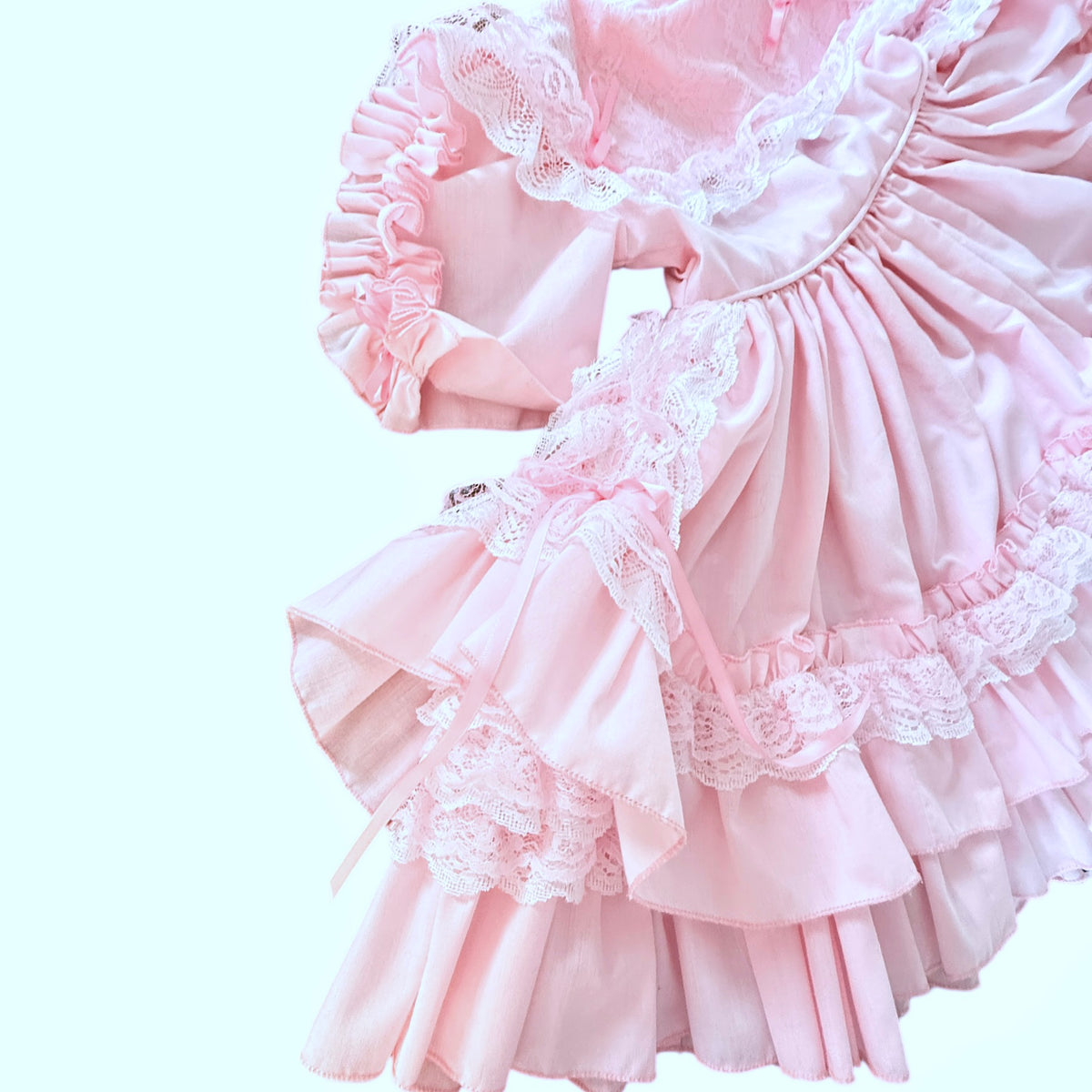 Exquisite Pink Ruffled Circle Dress, Vintage Preowned Size 2T-4T, A Real Treasure! EVC