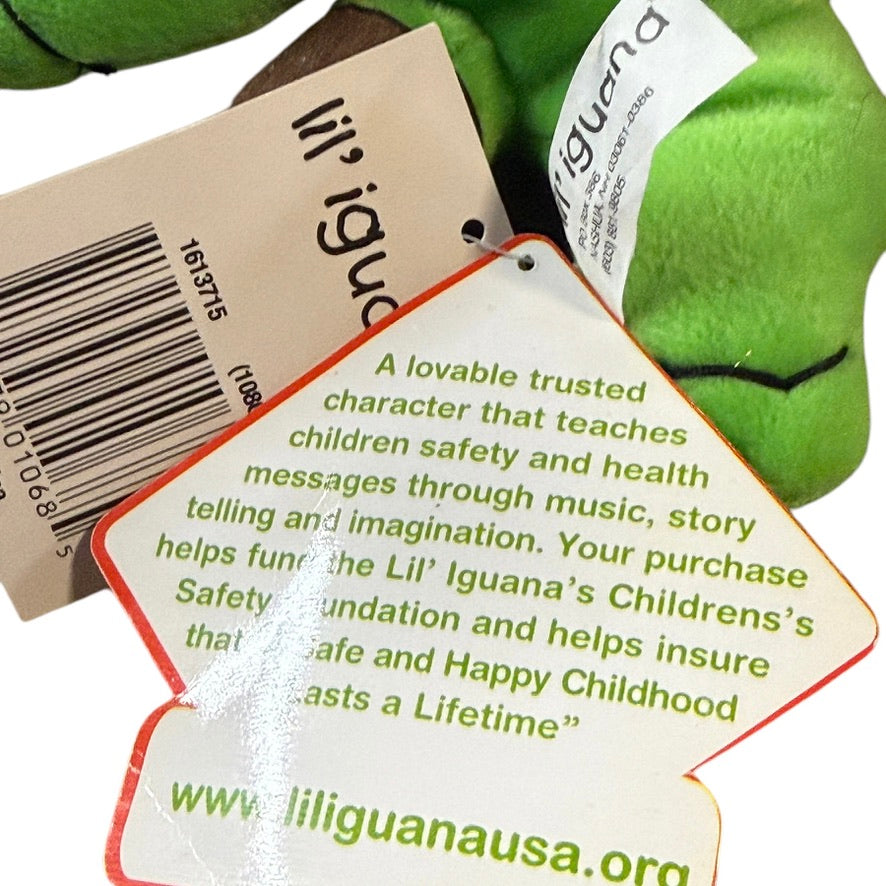 Lil' Iguana Child Safety Mascot Stuffed Green Reptile Plush, Embroidered Eyes, Hand & Tush Tags