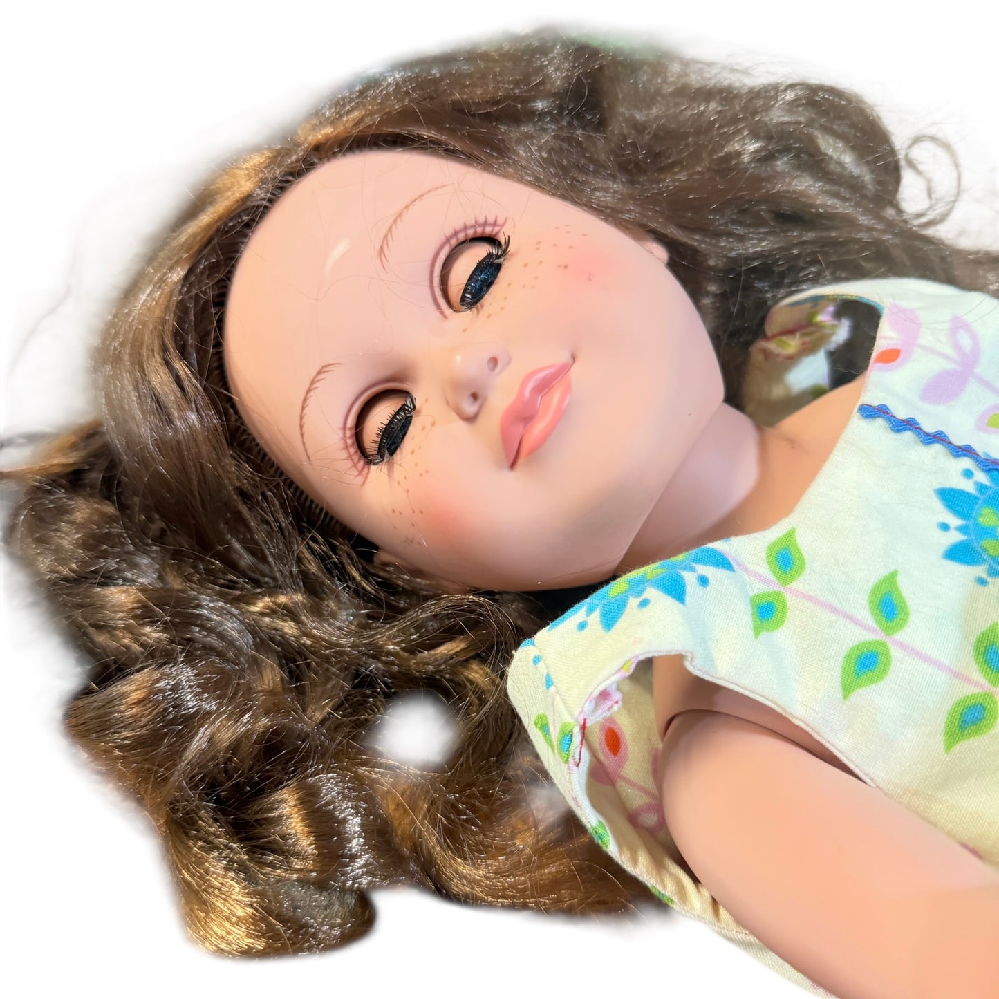 Beautiful Cititoy 18" Fashion Doll, Long Brown Curls, Blue Sleepy Eyes & A Dusting of Freckles