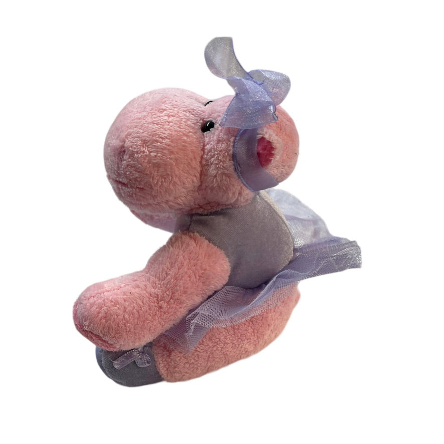 Russ 'Dancing Darly' Pink & Lavender 6" Stuffed Hippo in a Tulle Tutu, Hairbow & Satin Shoes