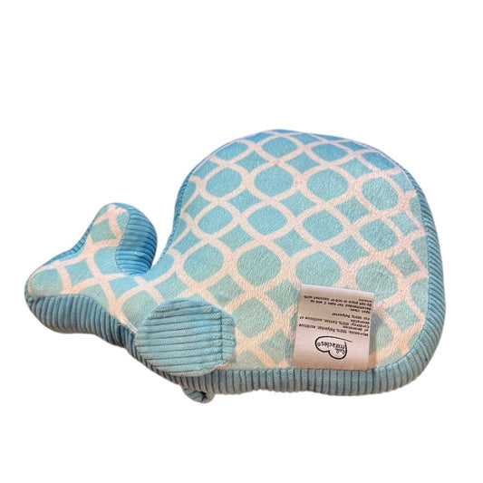 Costco Little Miracles Soft Turquoise & White Patterned Cotton & Corduroy Whale Pillow HTF