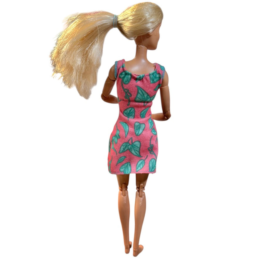 Barbie Doll, 2018 'The Jeep Set', Fully Articulated, Blond/Blue Eyed. Yellow Watch Print Dress