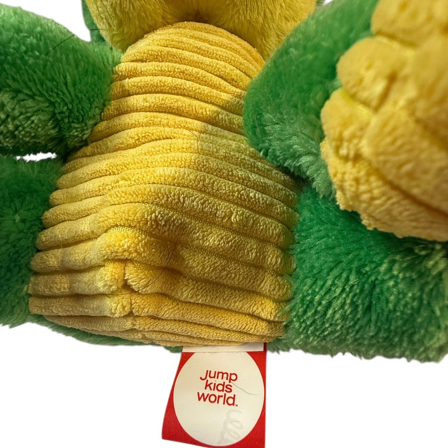 Jump Kids World Green & Yellow 7.5" Frog with Buggy Green Glass Eyes & Corded Belly & Feet in GUC