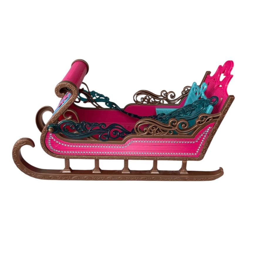 Royal Sled from Disneys Frozen, by Mattel, Fuchsia and Turquoise. Preowned with Reins, GUC
