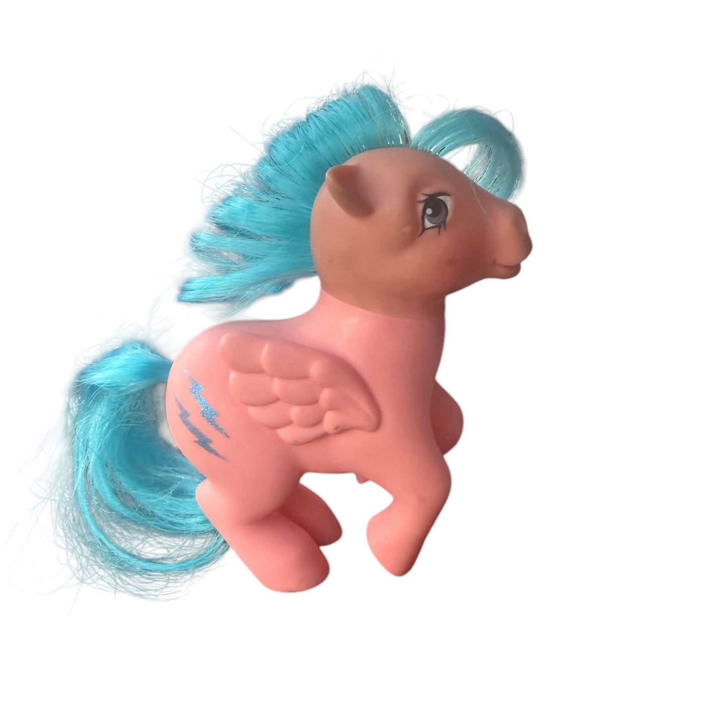 My Little Pony G1 Firefly, Pegasus, Pink with Blue Mane,Tail & Lightening Bolt Cutie Marks!