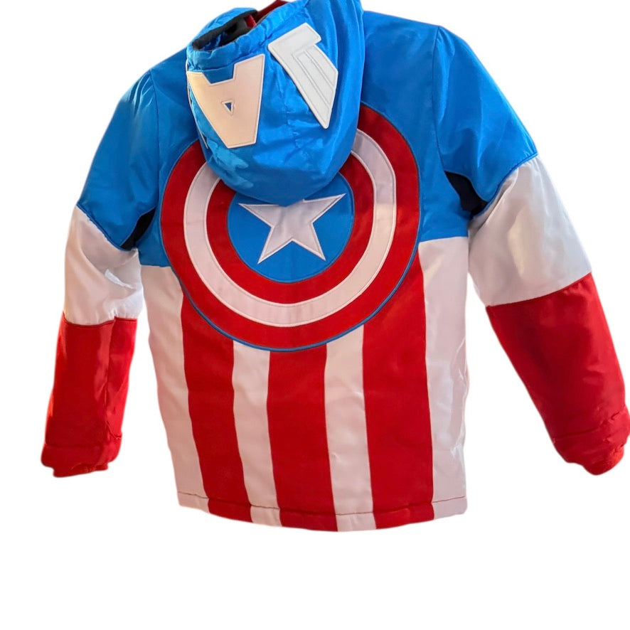 Disney Store Captain America Puffer Jacket, Size 7/8, Excellent Preowned Condition