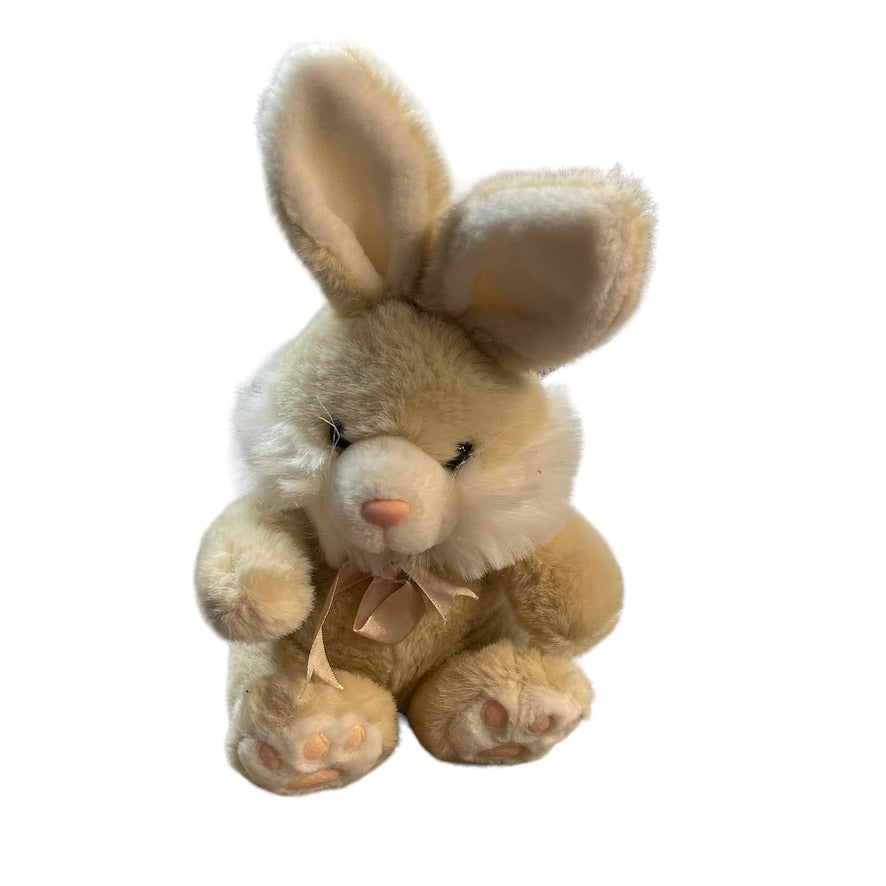 Vintage AMC 1985 Bunny Rabbit Plush Big Feet Tan Pink Nose Easter Stuffed Animal in EUC