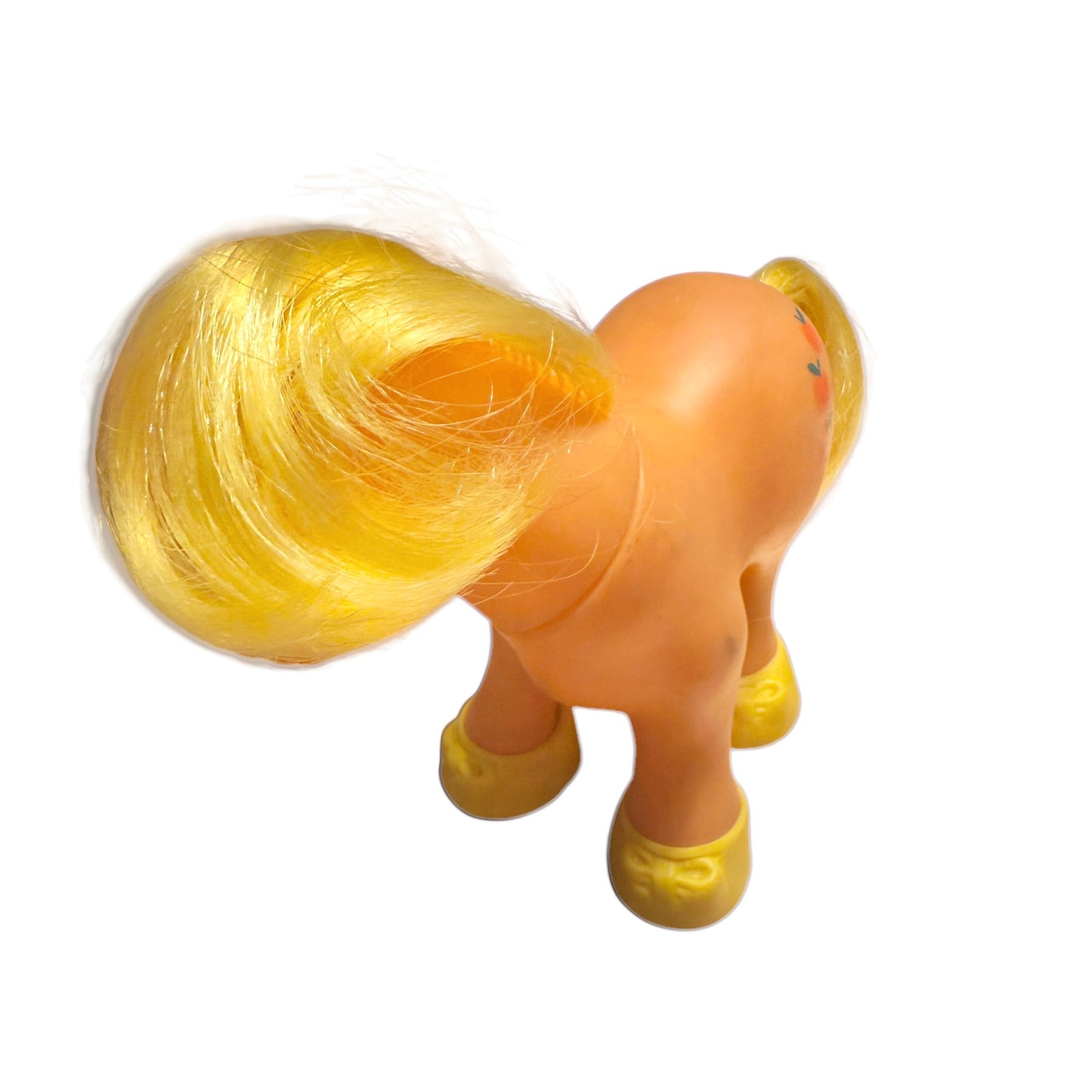 Hasbro 1983 'Applejack', Gen 1 Orange My Little Pony, Freckles, Yellow Hair & Sjhoes EUC