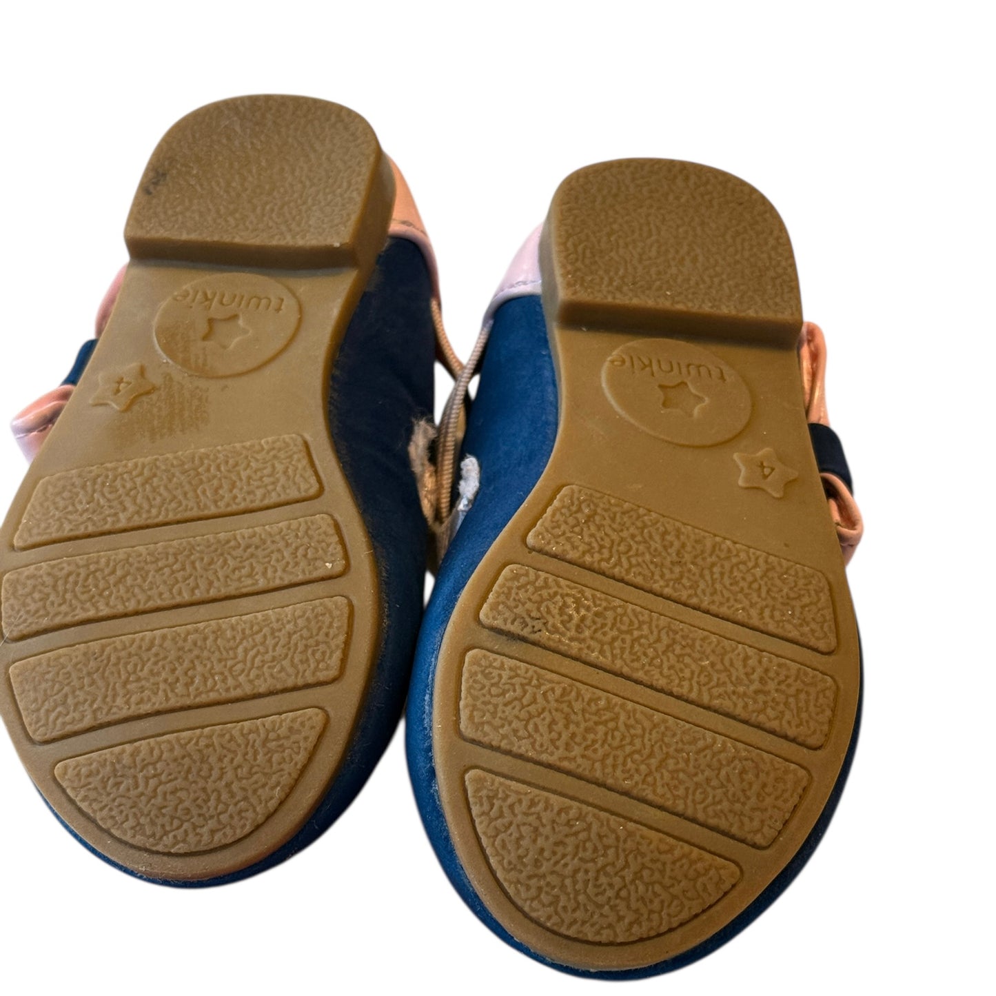 Twinkie Brand Navy & Pink Baby Shoes with Elasticised Opening Embellished with a Patent Bow