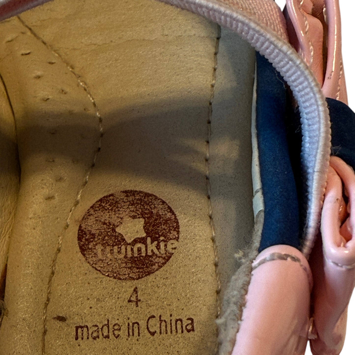 Twinkie Brand Navy & Pink Baby Shoes with Elasticised Opening Embellished with a Patent Bow