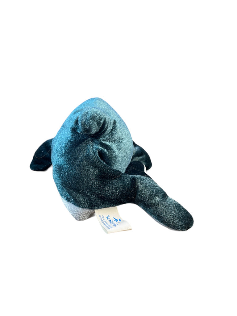 SeaWorld Shimmery Teal 9" Dolphin Plush Stuffed Animal Toy in Good Preowned Condition