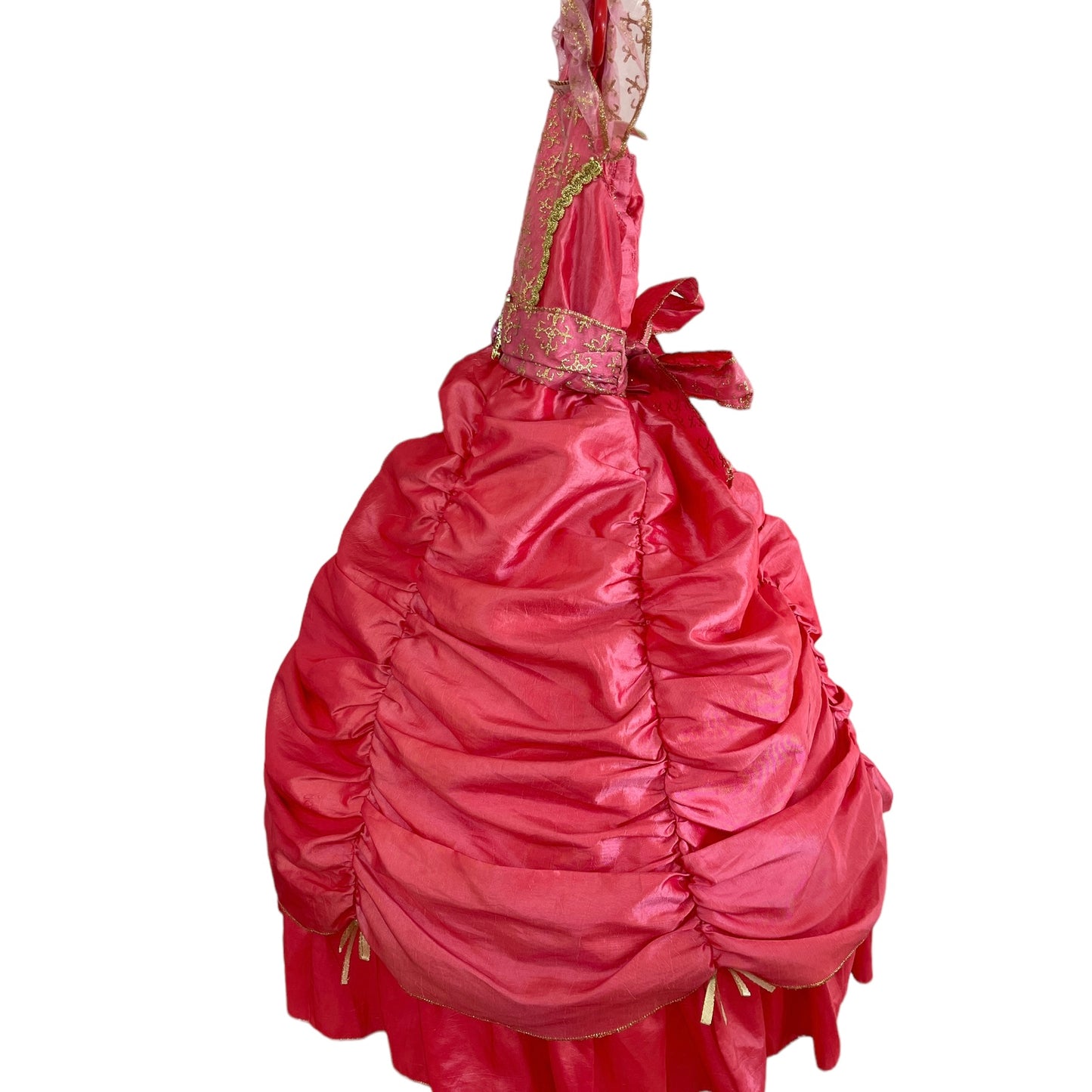 Red Princess Dress, size 2/3, Red with Sheer/Gold Overlay Flounces with Boning, Halloween Fancy Dress