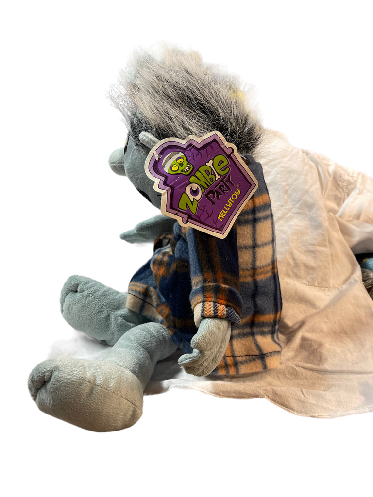 ZOMBIE PARTY Walker Ghoul Plush Doll by KELLYTOY , Plaid Housecoat UWT