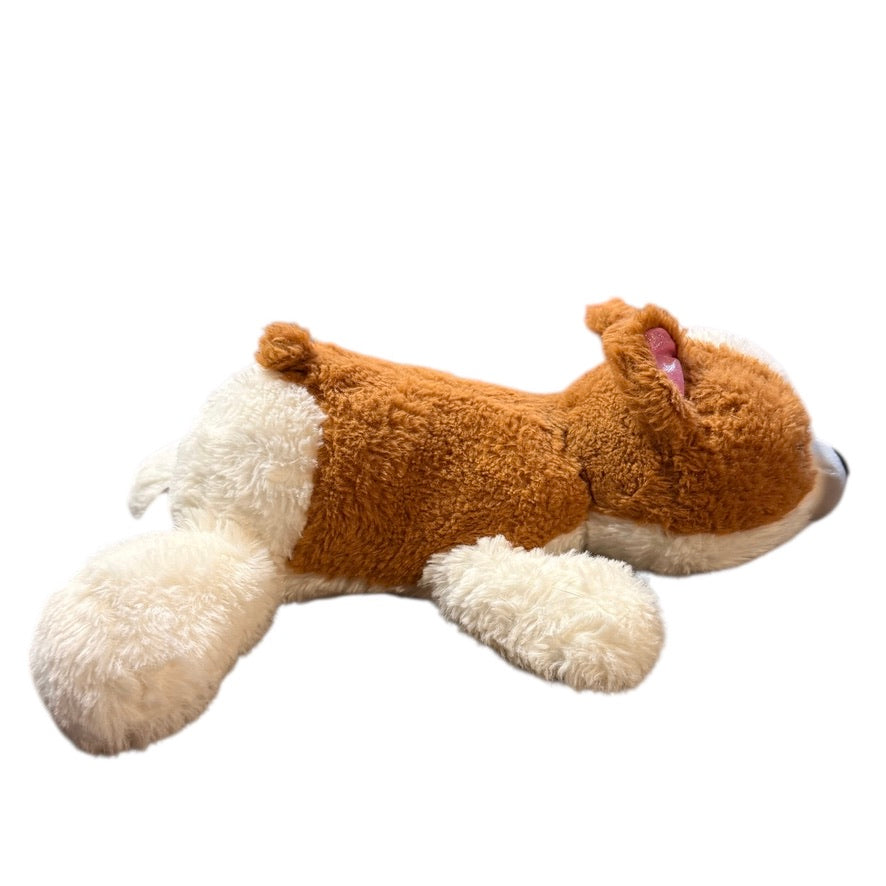 Corgi/Shiba Inu Stuffed Puppy Dog Plush, Pink Sparkly Ears & Eyes & Red Lip Print on Tush in GUC