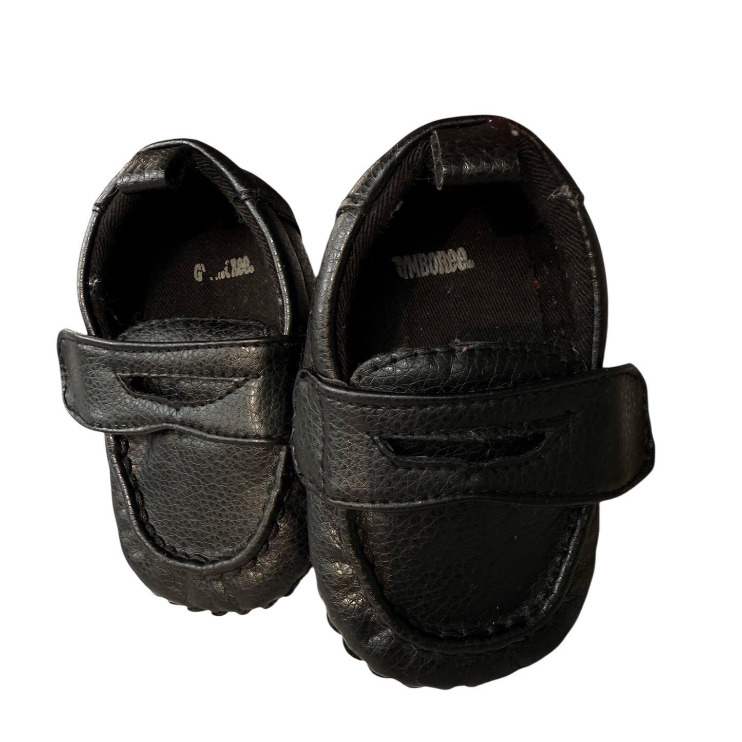 Black Gymboree Infant Leather Penny Loafers with Hook & Loop Closure in Good Preowned Condition