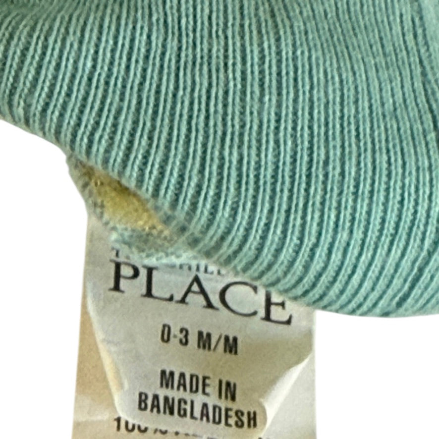 The Children's Place 0-3 m  Slipper Socks 100% Cotton, Aqua with Tiny Chicks Rolled Cuff GUC