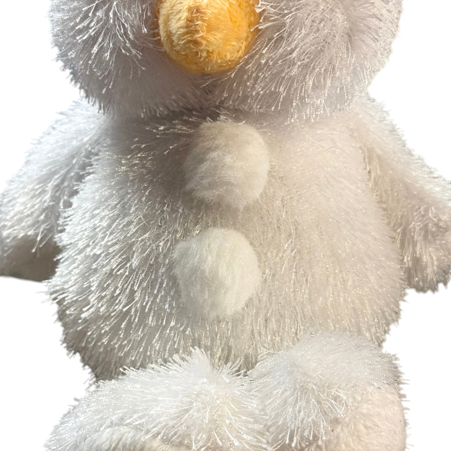 Ganz Webkinz HM370, Fluffy Long Haired Bright White Segmented Snowman Yellow Nose NC