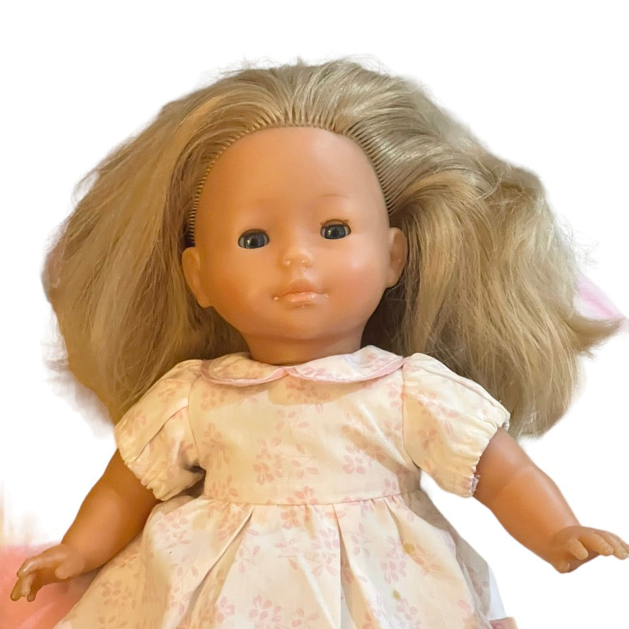 Corolle 15" Doll Sleepy Blue Eyes, Luxurious Fair Hair, Classic Original Dress - Beautiful!
