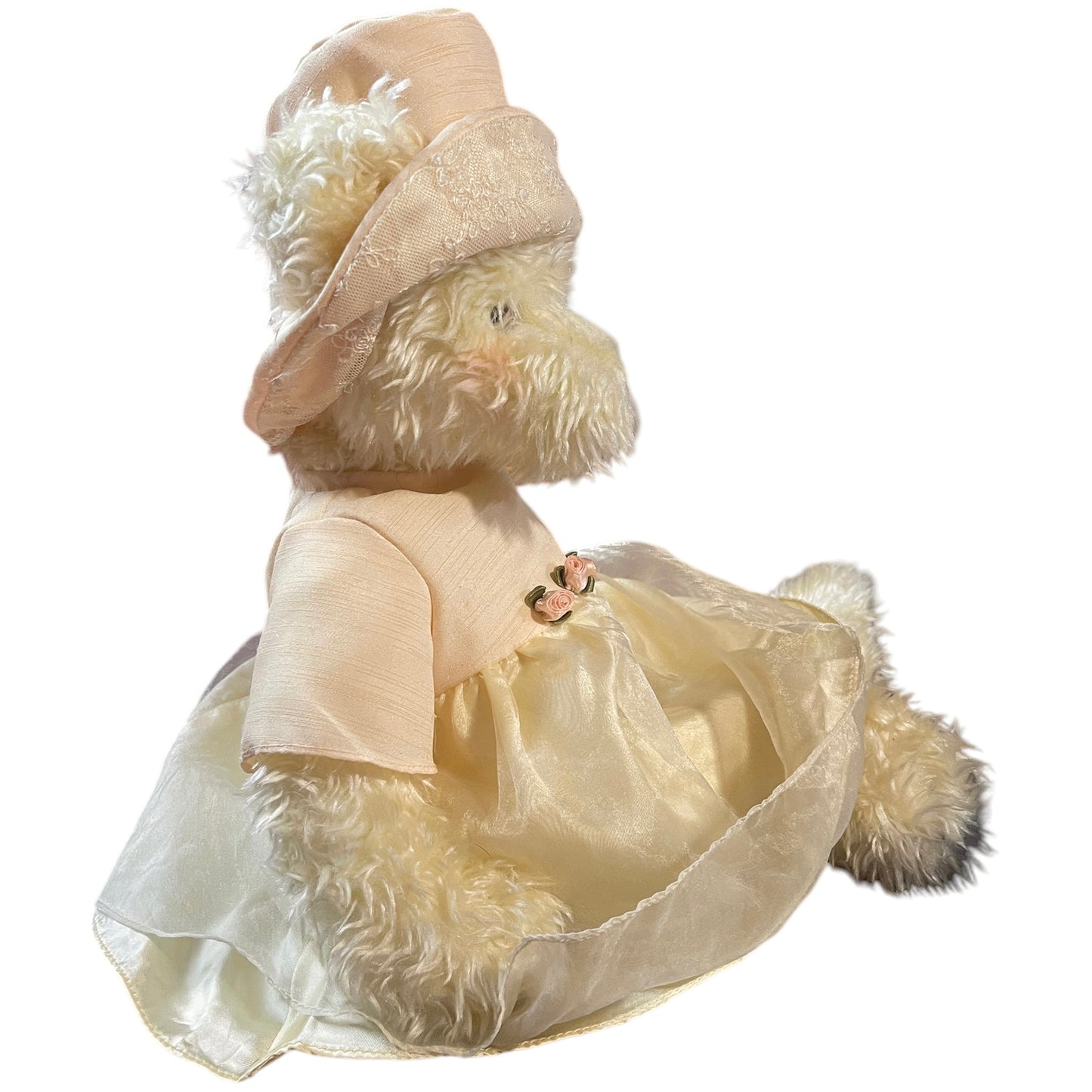 Vintage'Phoebe', Creamy 18" Bear by Russ, Rosy Cheeks, Corduroy Paws & Original Dress