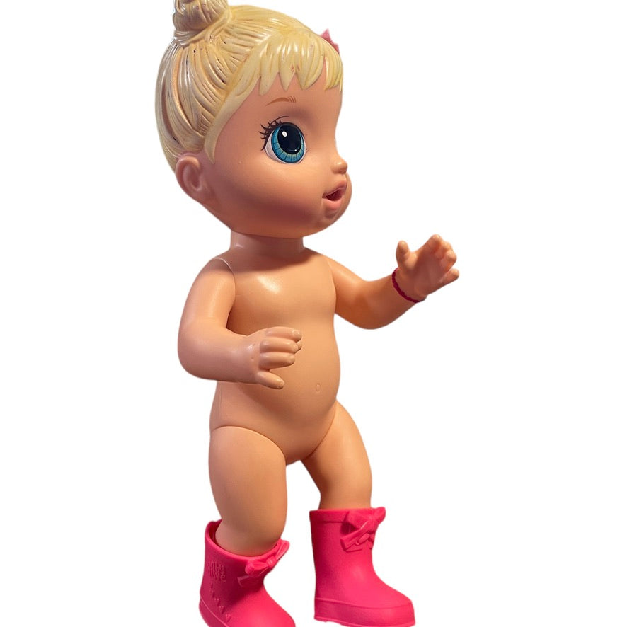 Drink & Wet Baby Alive 2015, Pink Boots & Dainty Dress, in Good Preowned Condition
