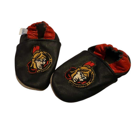 Lil Jo's Ottawa Senators Slip On Baby Shoes/Slippers, 'Leather' Upper, Suede Sole in EUC