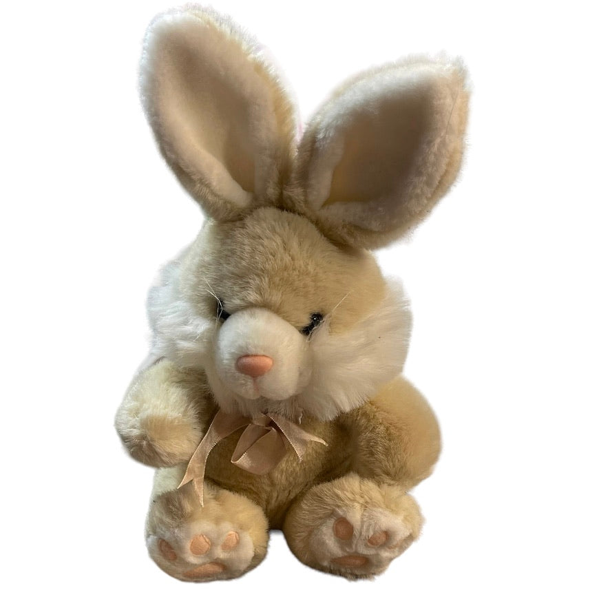Vintage AMC 1985 Bunny Rabbit Plush Big Feet Tan Pink Nose Easter Stuffed Animal in EUC