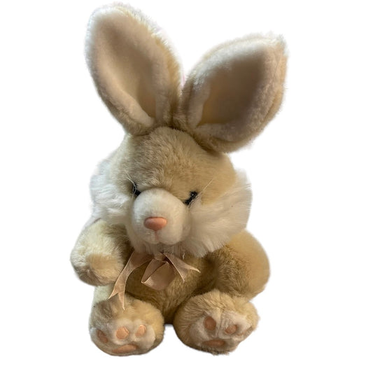Vintage AMC 1985 Bunny Rabbit Plush Big Feet Tan Pink Nose Easter Stuffed Animal in EUC