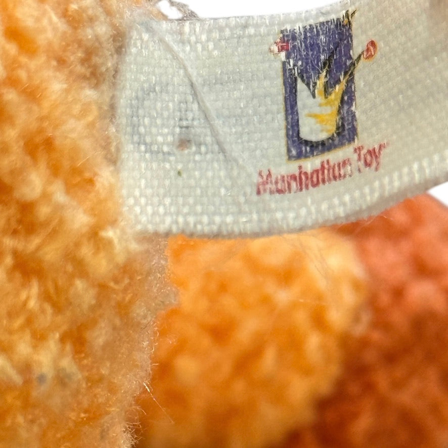 Vintage Manhattan Toy Company 7" Giraffe Nubby Fabric, Embroidered Face, Wool Mane & Tail