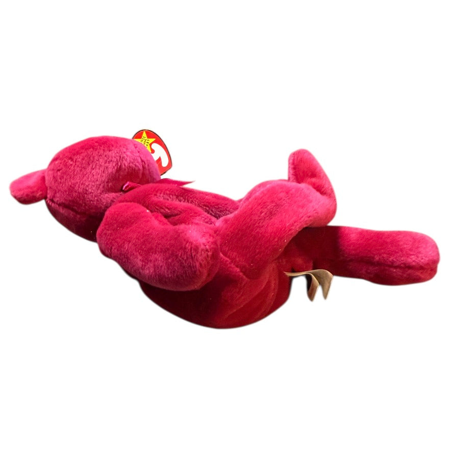 'Valentina', Ty Hot Pink Valentine Bear with Bow, Heart on Chest ,Tush & Hang Tags Intact