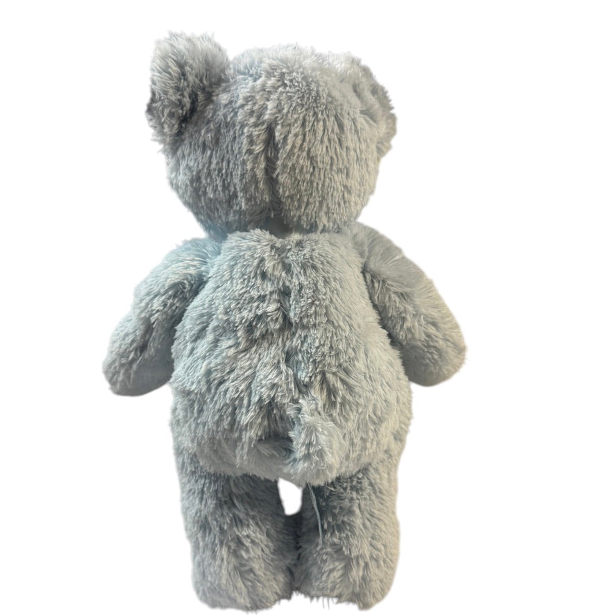 Bearington Baby Fuzzy Blue 12" Bear, ''My FirstTeddy' with Satin Nose, Neck Ribbon & Feet EUC