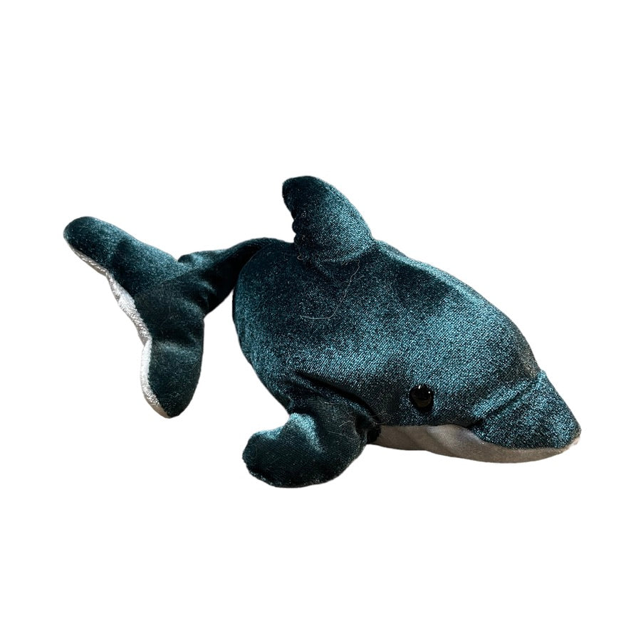 SeaWorld Shimmery Teal 9" Dolphin Plush Stuffed Animal Toy in Good Preowned Condition