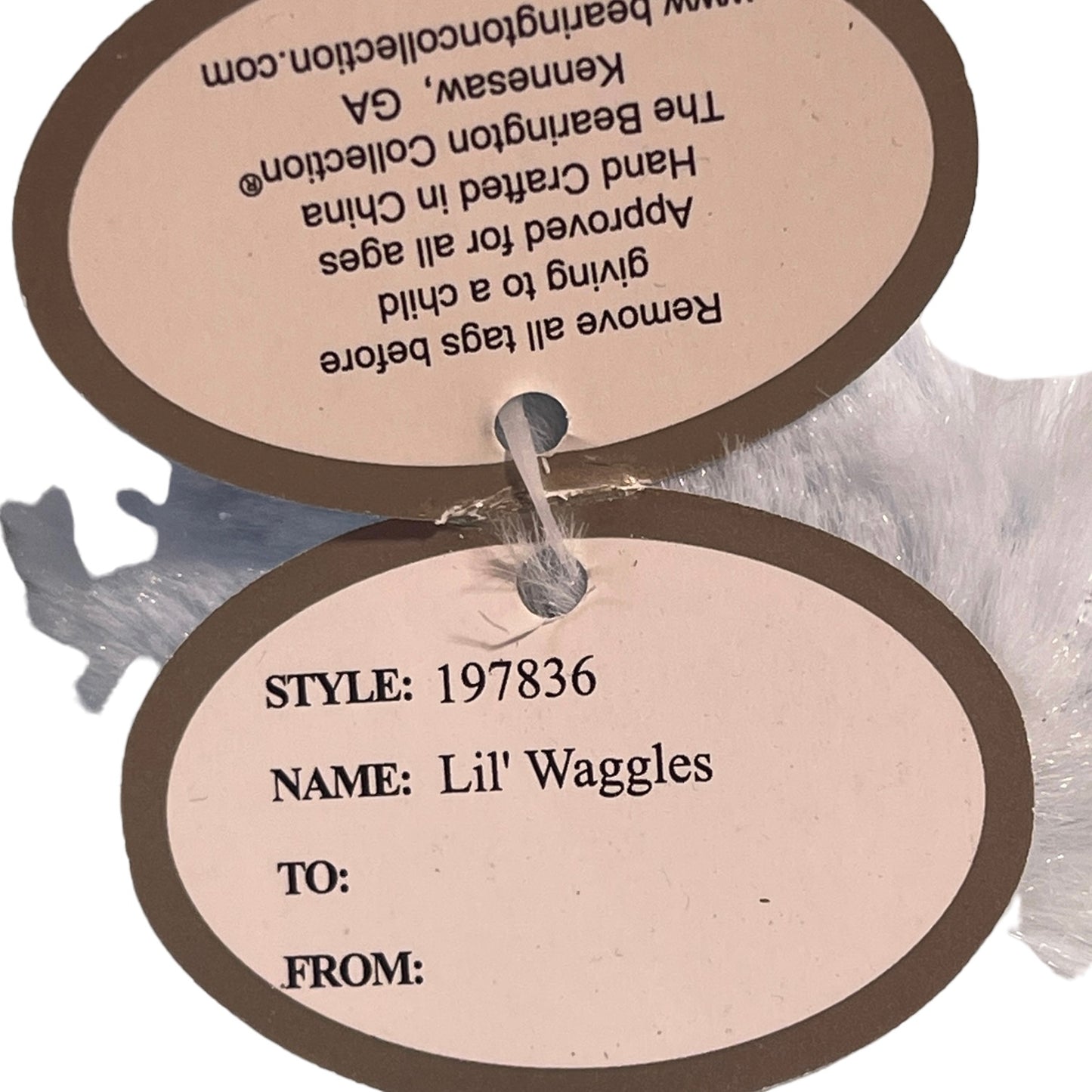 Bearington Baby Rattle Soft Blue & Brown CuddlyPuppy, Satin Tummy and Eyepatch Preowned with Tsgs