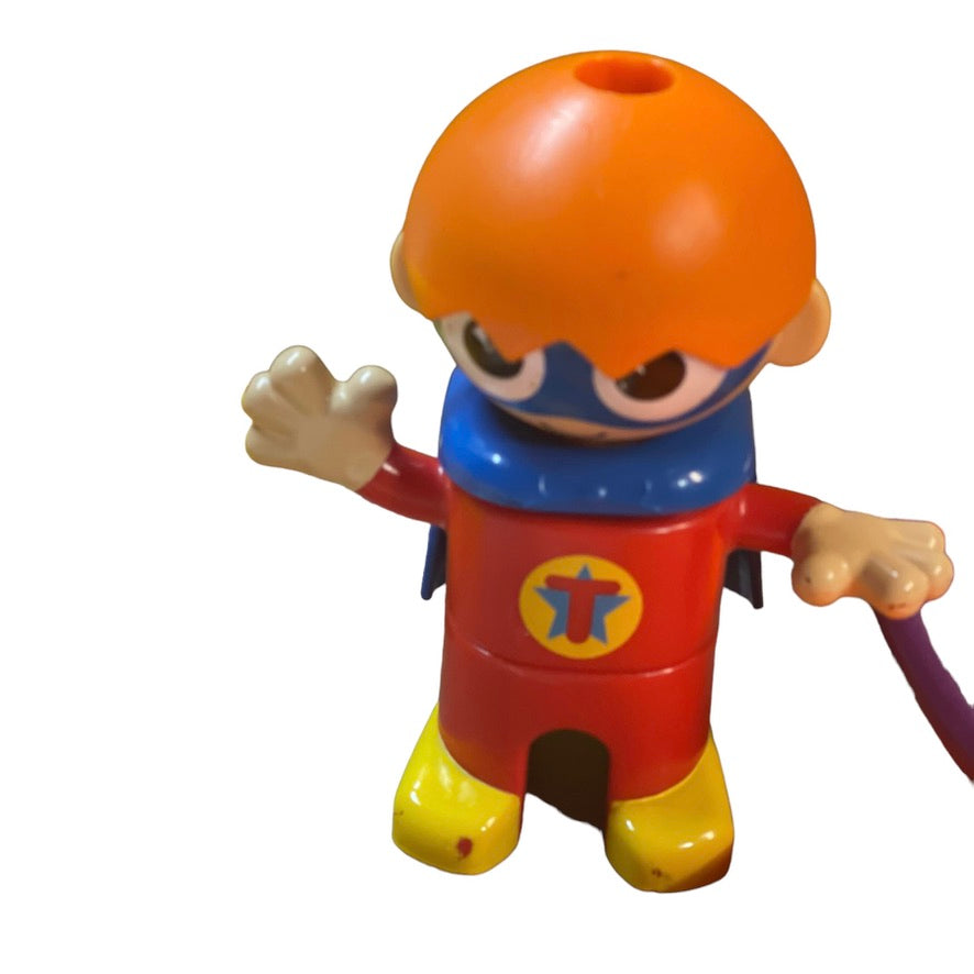 Tinkertoys Lot of 136 Multicoloured Plastic Pieces including Superhero Figure