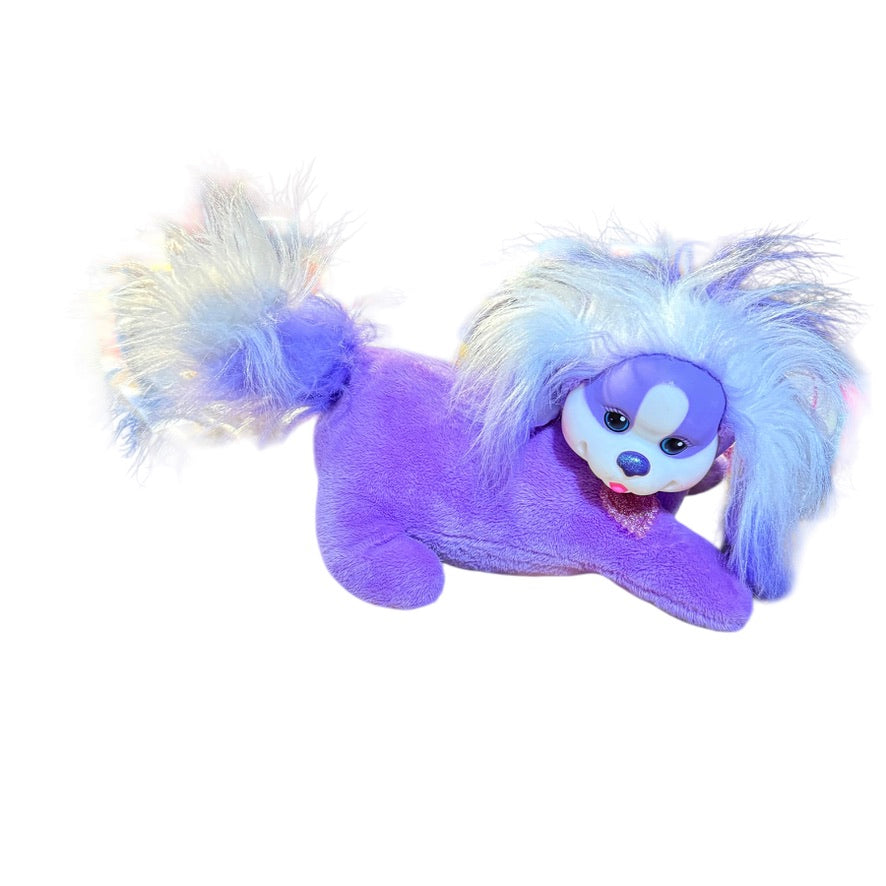 Purple Puppy Surprise with Pink Sparkly Heart Necklace and 1 Adorable Rainbow Baby, in GUC