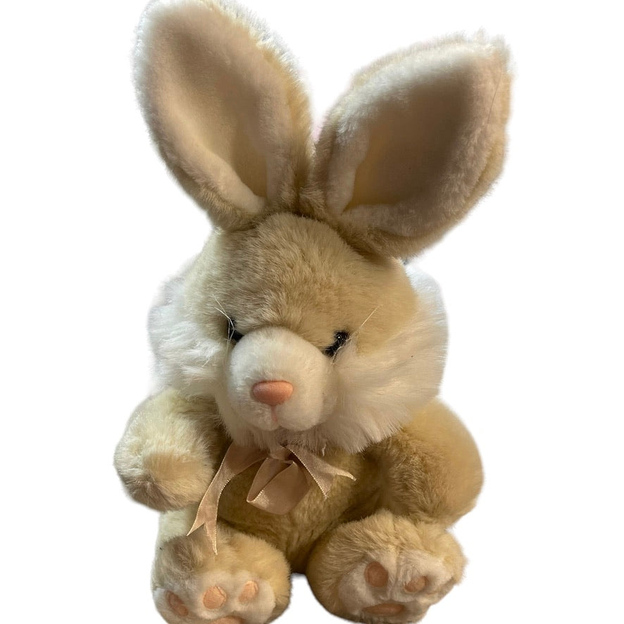 Vintage AMC 1985 Bunny Rabbit Plush Big Feet Tan Pink Nose Easter Stuffed Animal in EUC
