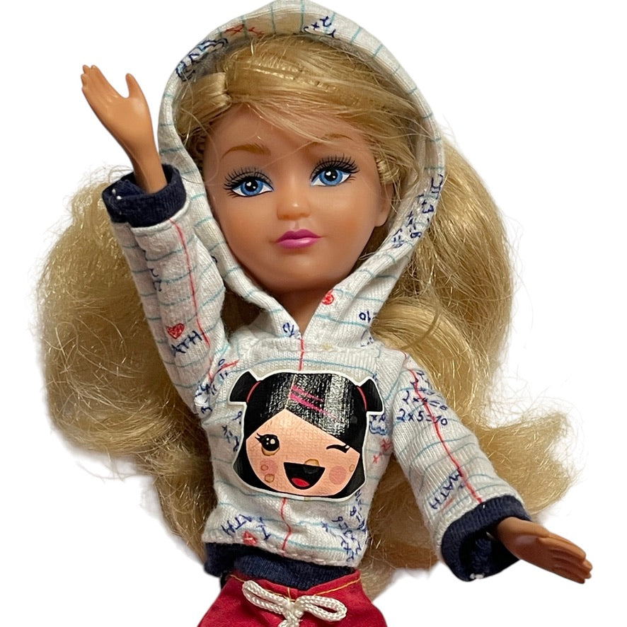 Zuru Fashion Doll, Thick Blond Hair, Cute Hoodie and Red Drawstring Pants, Amazing Gold Shoes!