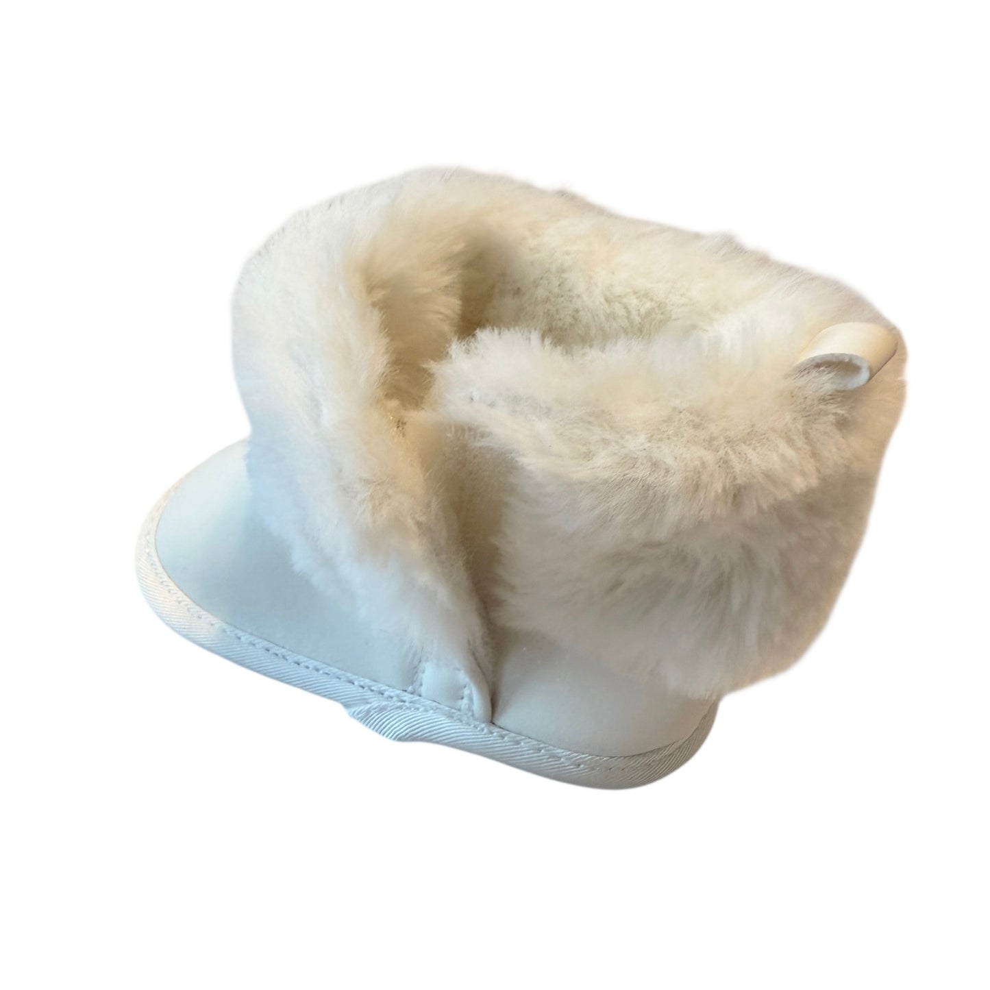 Children's Place Faux Fur White Chalet Boots 4.5" long, Fur Cuff Hook & Loop Closure