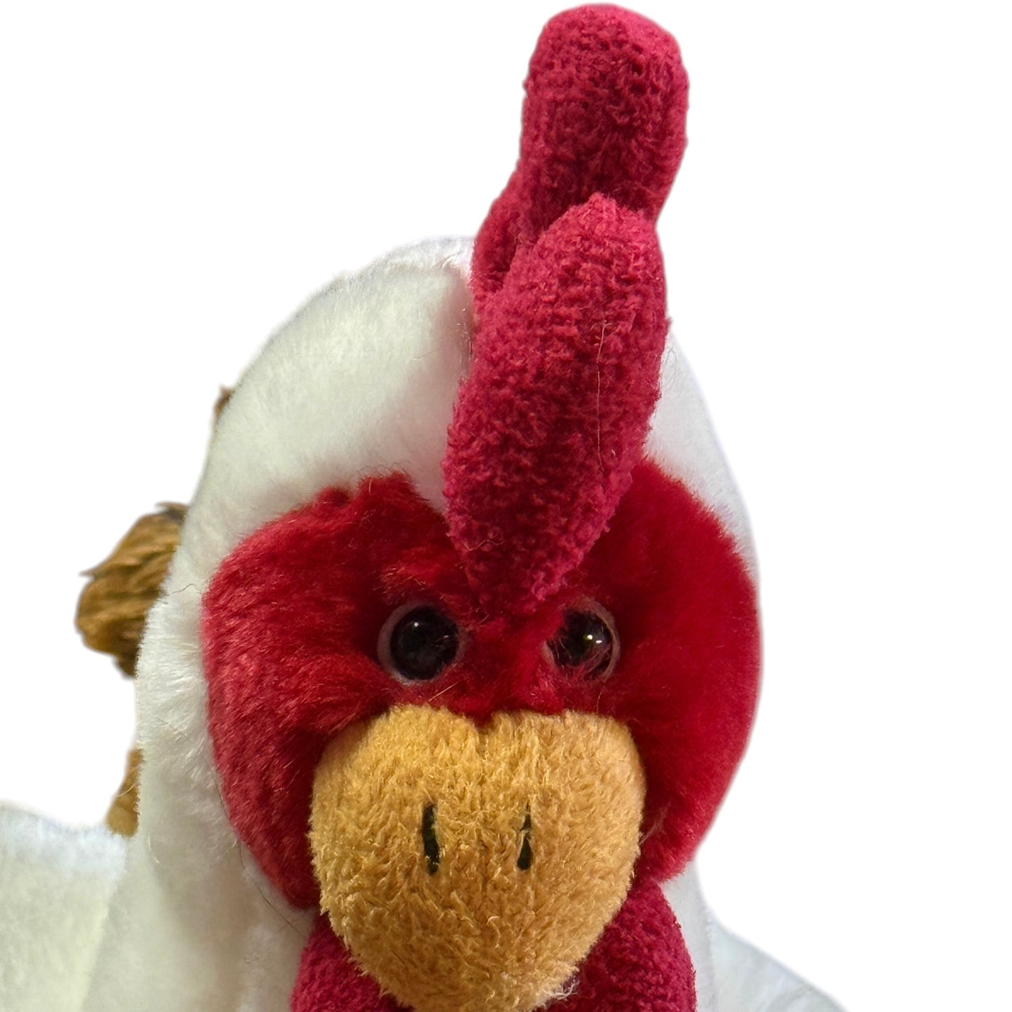 Adorable Chicken/Hen by Plush & Company Stuffed 8" in Cream/Golden Brown & Red in EUC
