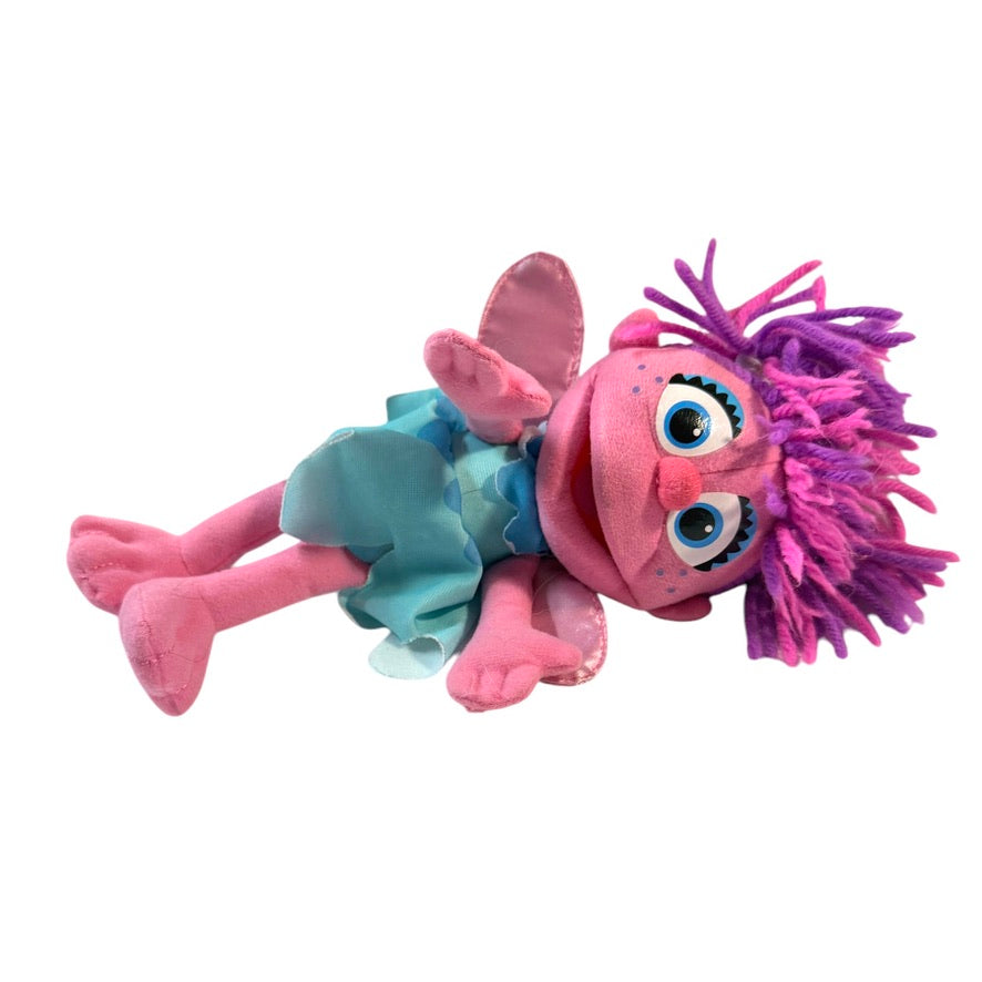 Sesame Street Abby Cadabby Plush 8" Fairy Doll,Pink Body, Wings & Aqua Dress, Pink/Purple Yarn Hair