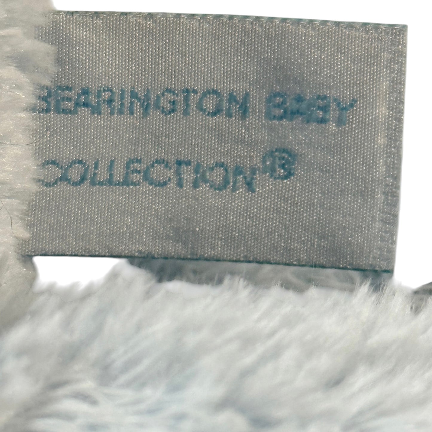 Bearington Baby Fuzzy Blue 12" Bear, ''My FirstTeddy' with Satin Nose, Neck Ribbon & Feet EUC