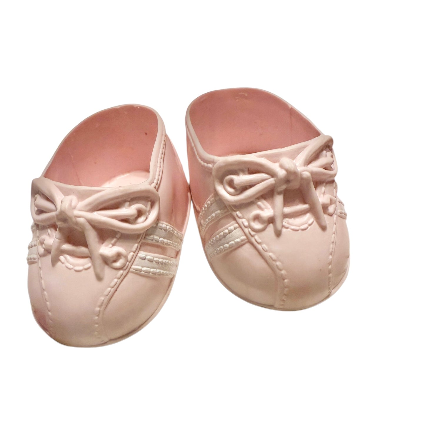 Cabbage Patch Kids Soft Pink Moulded Baby Doll Shoes, Double White Stripe on the Sides EUC