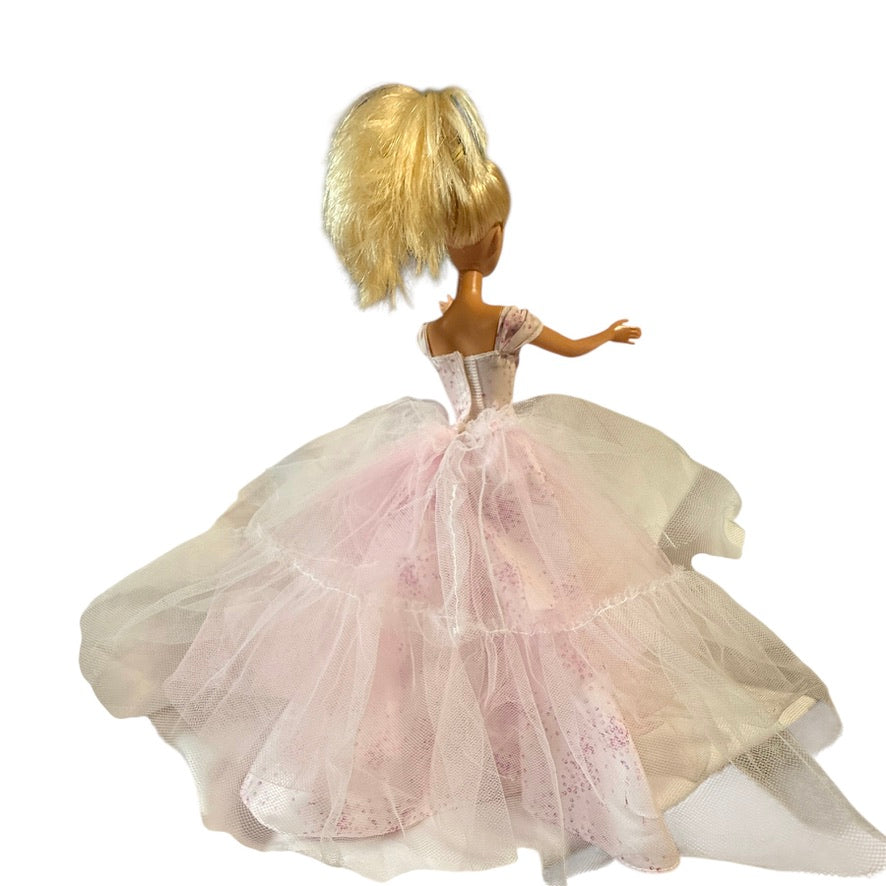 Barbie Birthday Wishes Doll 2016, Pink Satin Dress, Tulle Ruffle Overlay, Blond, Blue Eyes GUC