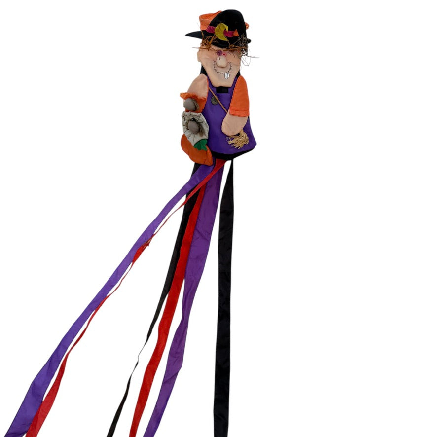 Halloween Nylon Windsock by Dandee, Adorable Witch with Streamers in GUC