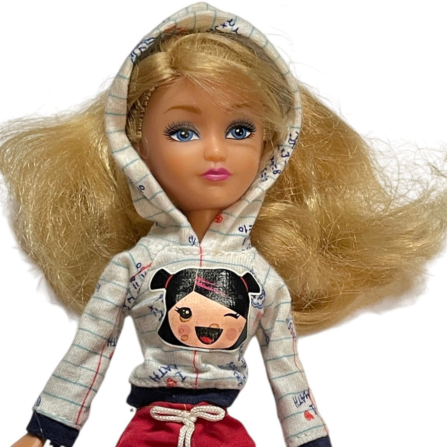 Zuru Fashion Doll, Thick Blond Hair, Cute Hoodie and Red Drawstring Pants, Amazing Gold Shoes!