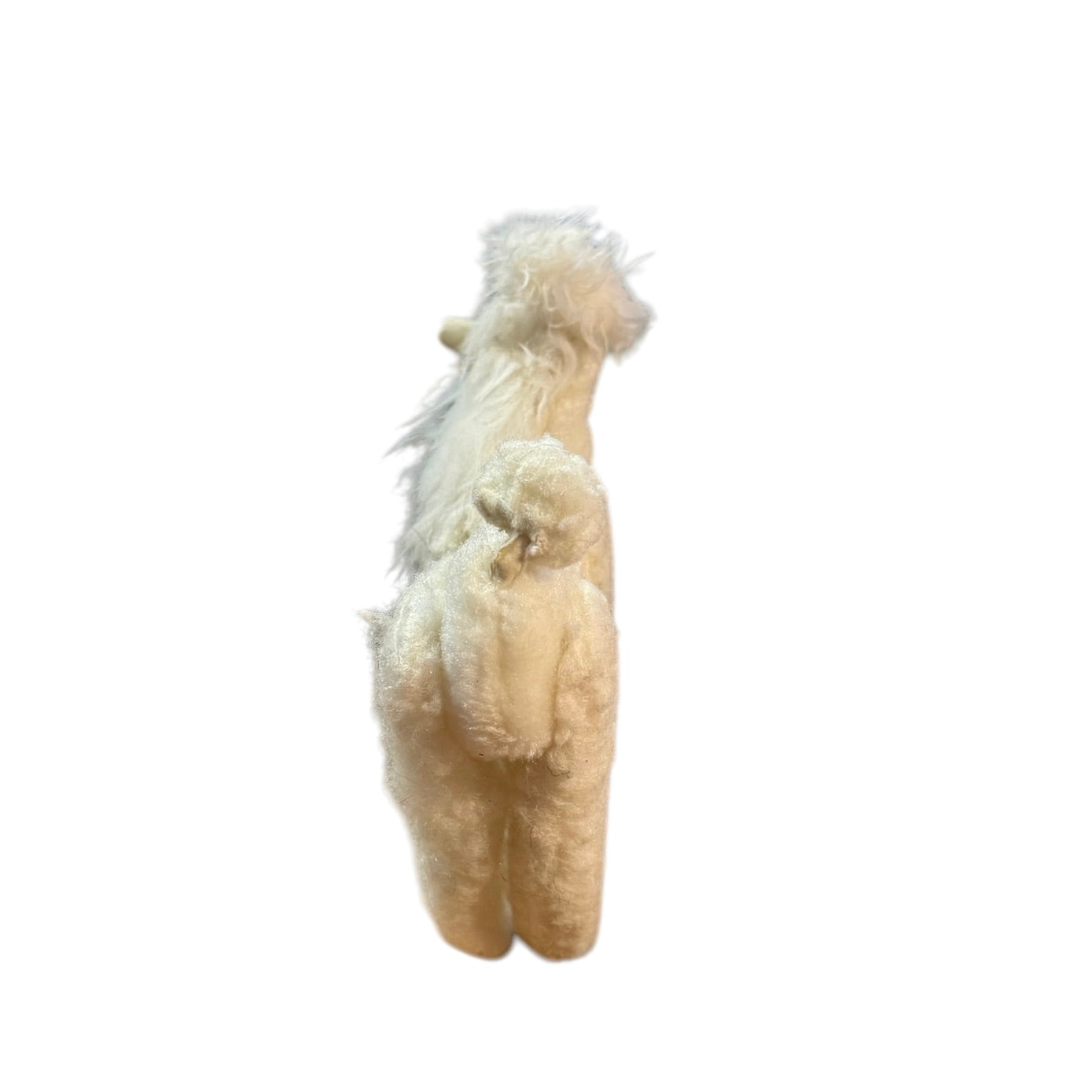 Vintage White Felted Posable Standard Poodle Toy Dog Long Legs, Plastic Feet & Sweet Rubber Face