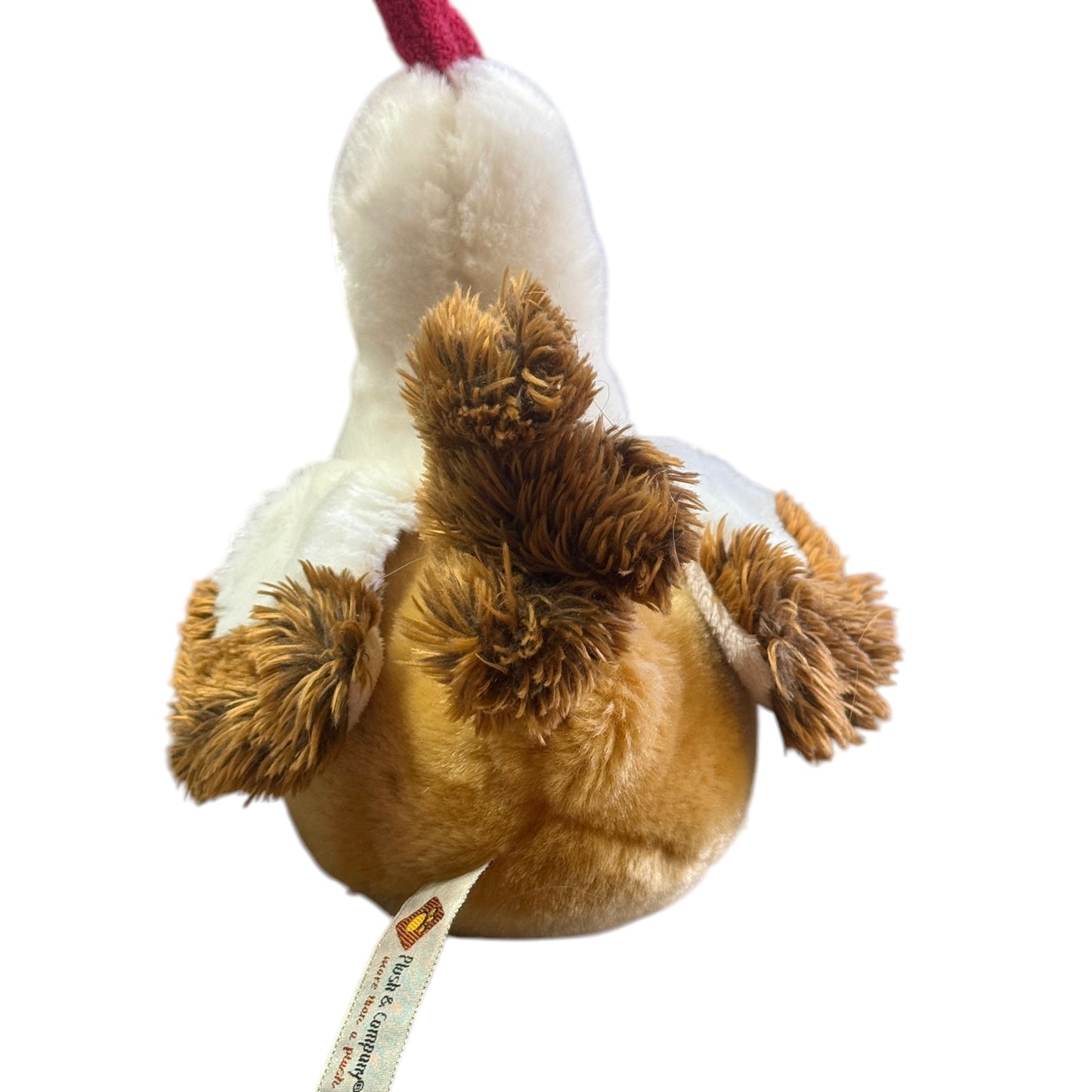 Adorable Chicken/Hen by Plush & Company Stuffed 8" in Cream/Golden Brown & Red in EUC