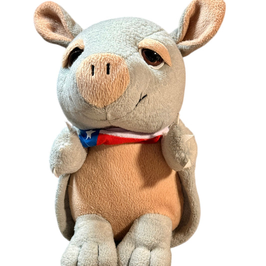 Texas Products Plush Grey Armadillo Stuffed Toy with a Texas Flag Bandana in EUC