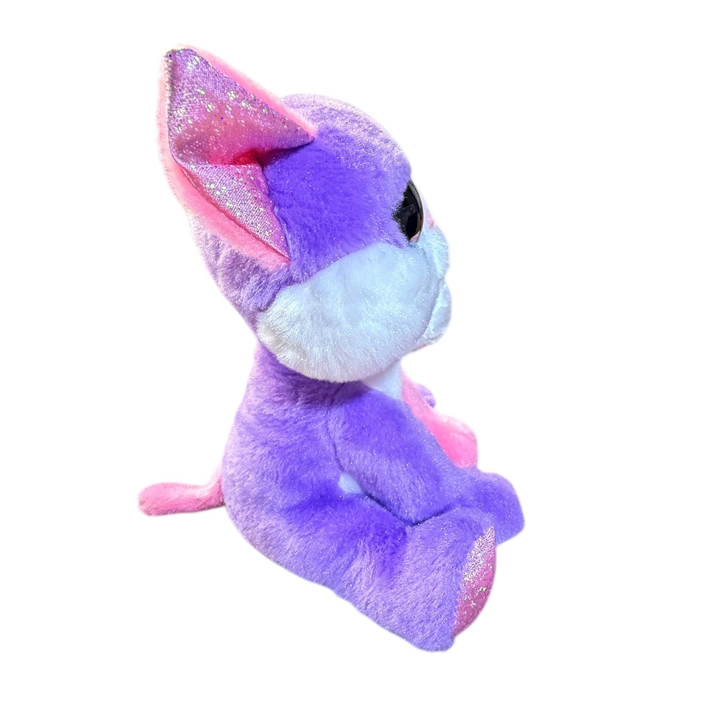 Russ Li'l Peepers,’ Lucky’Pink & Purple Colour Block Cat Stuffed Animal Sparkle Ears & Eyes