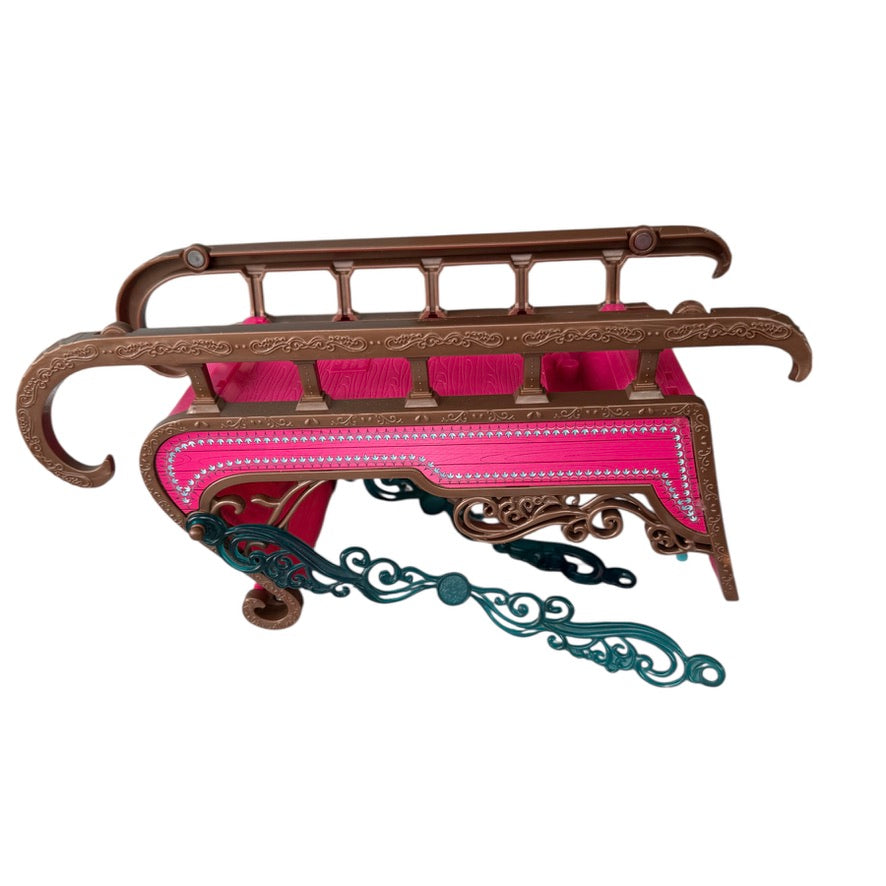 Royal Sled from Disneys Frozen, by Mattel, Fuchsia and Turquoise. Preowned with Reins, GUC